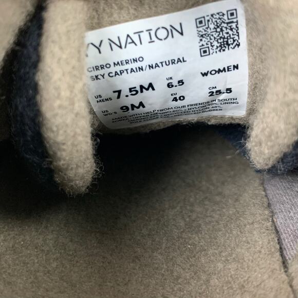 YY Nation Cirro Merino Wool Sneakers Blue Cream Casual Comfort Mens 7.5 Womens 9 - Picture 6 of 11